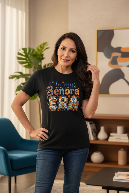 Mature light-skin dark-hair Latina wearing the Sra Era shirt