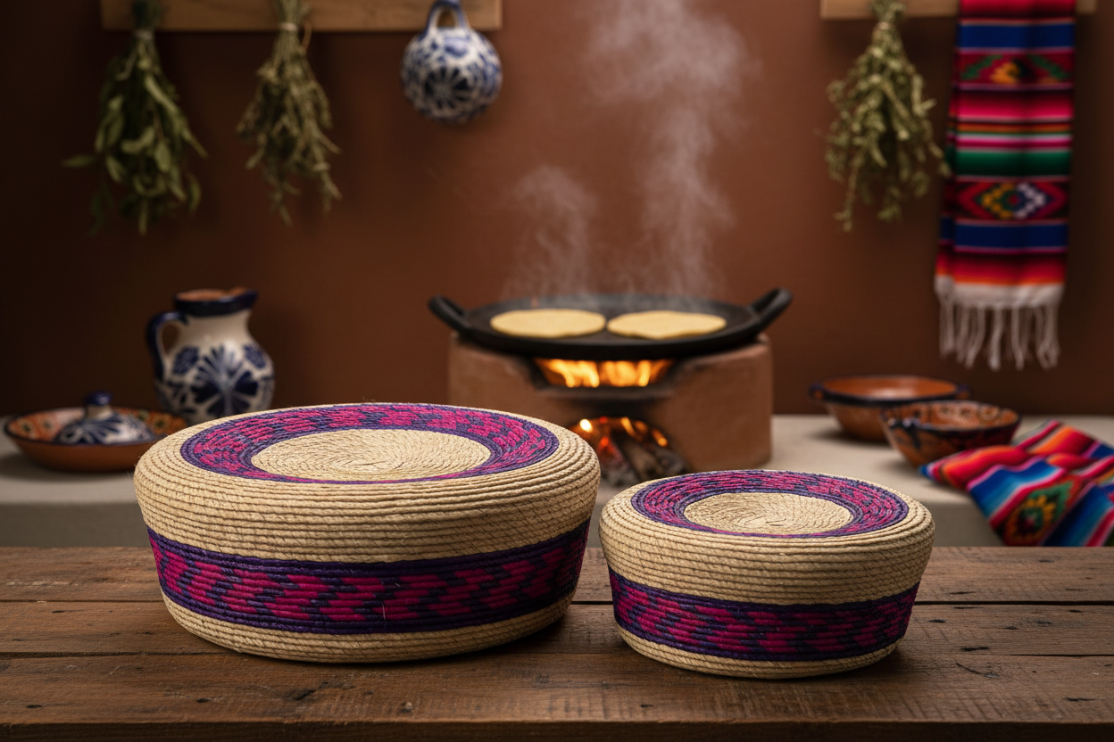 Purple Tortilleros — Mexican Kitchen Scene