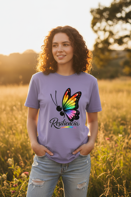 Resiliencia Shirt in Purple - Lifestyle